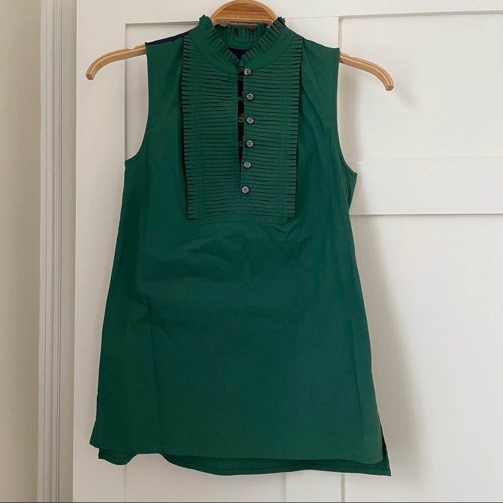 NWT Jcrew pretty green cotton pleated front top